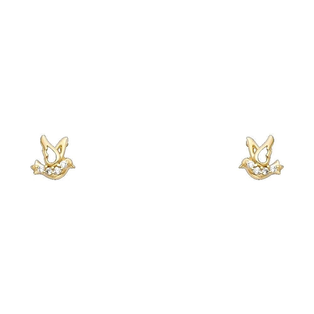 NEW 14K YELLOW GOLD PIGEON STUD EARRINGS WITH SCREW BACK: NEW 14K YELLOW GOLD PIGEON STUD EARRINGS WITH SCREW BACKPIGEON STUD EARRINGS WITH SCREW BACKNEW 14KYELLOW GOLD