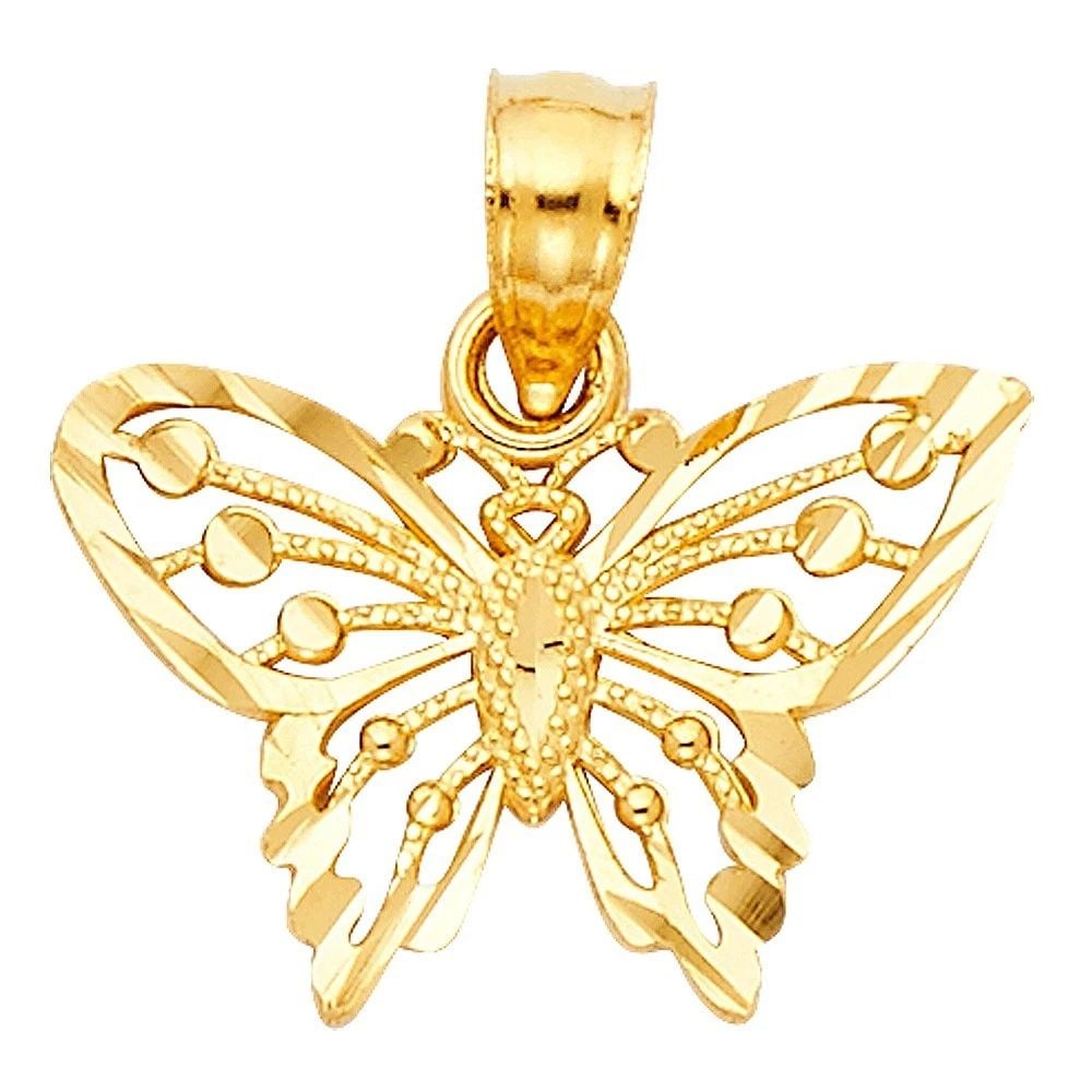 NEW 14K YELLOW GOLD BUTTERFLY PENDANT: NEW 14K YELLOW GOLD BUTTERFLY PENDANTBUTTERFLY PENDANTNEW 14KYELLOW GOLDHeight : 11 mmWidth : 16 mmApx. WEIGHT : 0.5g