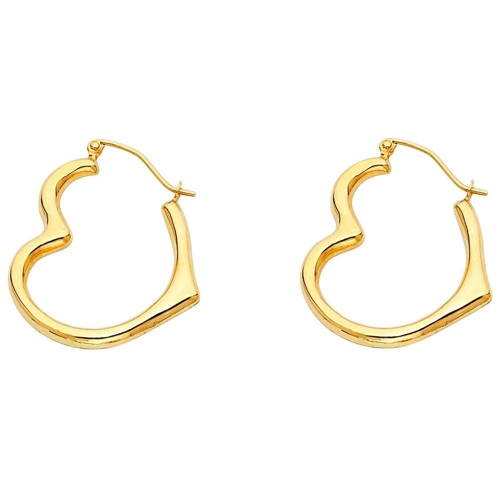 NEW 14K YELLOW GOLD ANGLED HOLLOW HEART EARRINGS: NEW 14K YELLOW GOLD ANGLED HOLLOW HEART EARRINGSANGLED HOLLOW HEART EARRINGSNEW 14K YELLOW GOLDHEIGHT - 15 mmWIDTH - 15 mmApx WEIGHT - 0.4 g