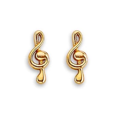 NEW 14K YELLOW GOLD MUSICAL NOTE STUD EARRINGS WITH SCREW BACK: NEW 14K YELLOW GOLD MUSICAL NOTE STUD EARRINGS WITH SCREW BACKMUSICAL NOTE STUD EARRINGS WITH SCREW BACKNEW 14KYELLOW GOLD