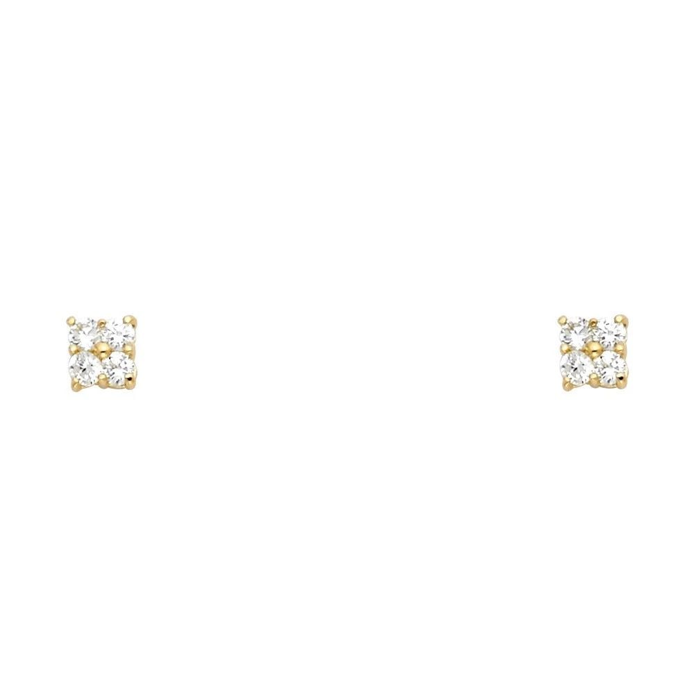 NEW 14K YELLOW GOLD SMALL 4 LEAF FLOWER STUD EARRINGS: NEW 14K YELLOW GOLD SMALL 4 LEAF FLOWER STUD EARRINGSSMALL 4 LEAF FLOWER STUD EARRINGSNEW 14KYELLOW GOLD