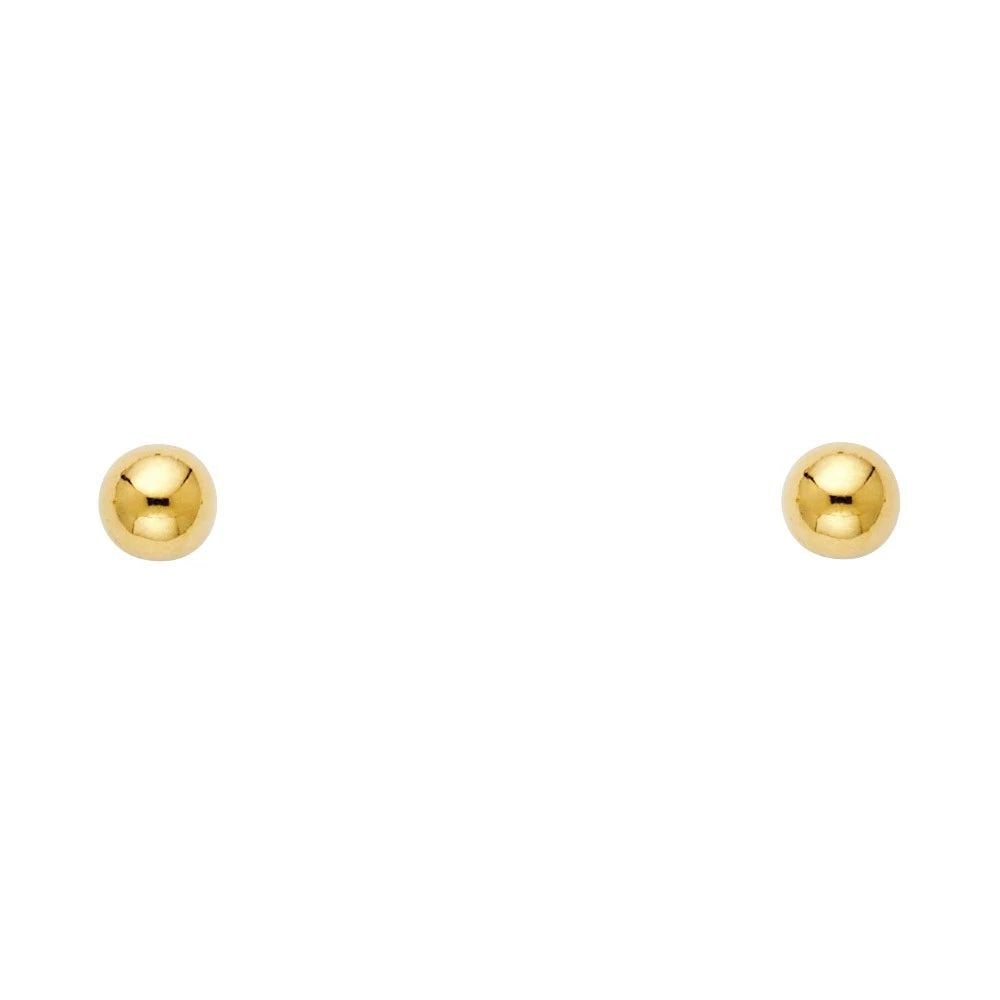 NEW 14K YELLOW GOLD 5MM POST BALL EARRINGS (1 of 2)