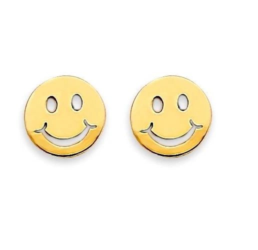 NEW 14K YELLOW GOLD SMILING EMOJI STUD EARRINGS WITH SCREW BACK: NEW 14K YELLOW GOLD SMILING EMOJI STUD EARRINGS WITH SCREW BACKSMILING EMOJI STUD EARRINGS WITH SCREW BACKNEW 14KYELLOW GOLD