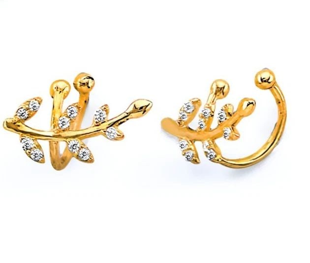 NEW 14K YELLOW GOLD LEAF EARRINGS CUFF (SINGLE PIECE): NEW 14K YELLOW GOLD LEAF EARRINGS CUFF (SINGLE PIECE)LEAF EARRINGS CUFF (SINGLE PIECE)NEW 14K YELLOW GOLDHEIGHT - 8 mmWIDTH - 12 mmApx WEIGHT - 0.4 g