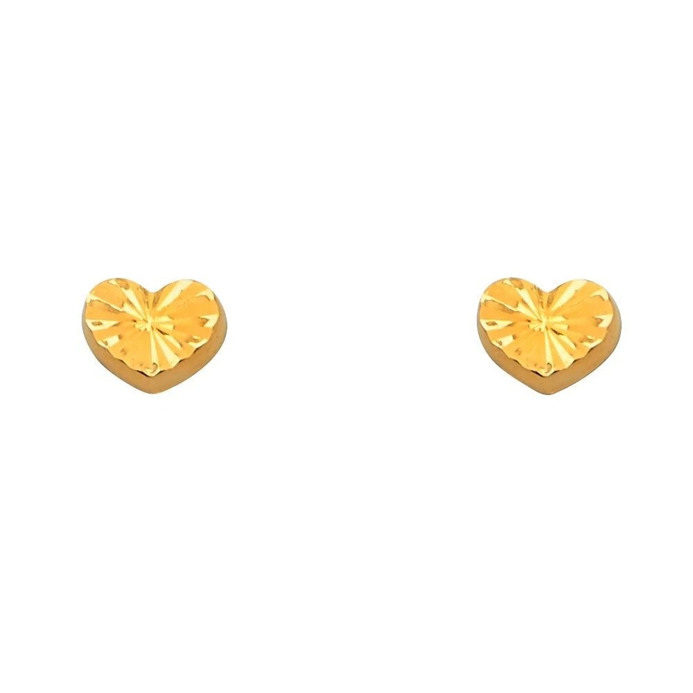 NEW 14K YELLOW GOLD DC HEART EARRINGS WITH SCREW BACK (1 of 2)
