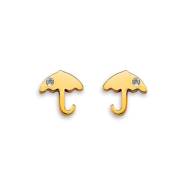 NEW 14K YELLOW GOLD UMBRELLA STUD EARRINGS WITH SCREW BACK: NEW 14K YELLOW GOLD UMBRELLA STUD EARRINGS WITH SCREW BACKUMBRELLA STUD EARRINGS WITH SCREW BACKNEW 14KYELLOW GOLD