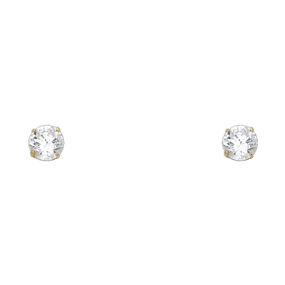 NEW 14K YELLOW GOLD 5MM ROUND BASKET STUD EARRINGS (1 of 2)