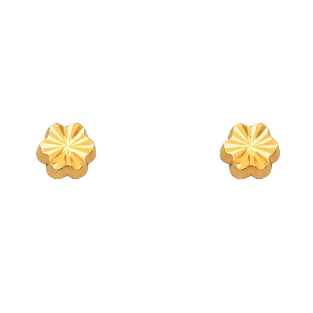 NEW 14K YELLOW GOLD DC FLOWER EARRINGS WITH SCREW BACK: NEW 14K YELLOW GOLD DC FLOWER EARRINGS WITH SCREW BACKDC FLOWER EARRINGS WITH SCREW BACKNEW 14KYELLOW GOLD