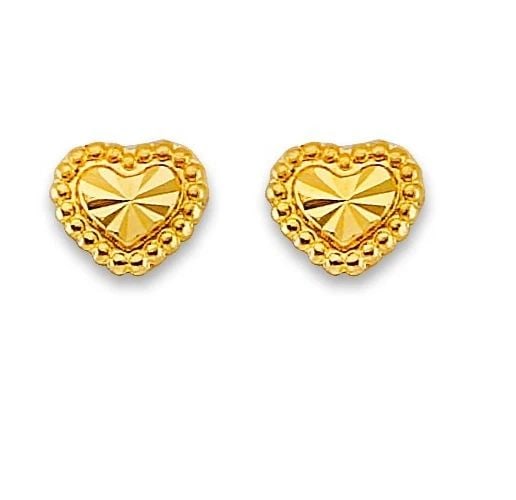 NEW 14K YELLOW GOLD HEART STUD EARRINGS WITH SCREW BACK: NEW 14K YELLOW GOLD HEART STUD EARRINGS WITH SCREW BACKHEART STUD EARRINGS WITH SCREW BACKNEW 14KYELLOW GOLD