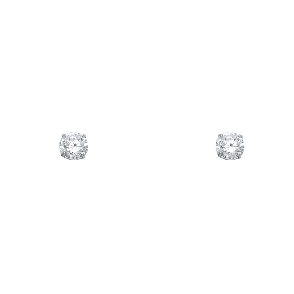 NEW 14K WHITE GOLD ROUND 4MM STUD EARRINGS: NEW 14K WHITE GOLD ROUND 4MM STUD EARRINGSROUND 4MM STUD EARRINGSNEW 14KWHITE GOLD