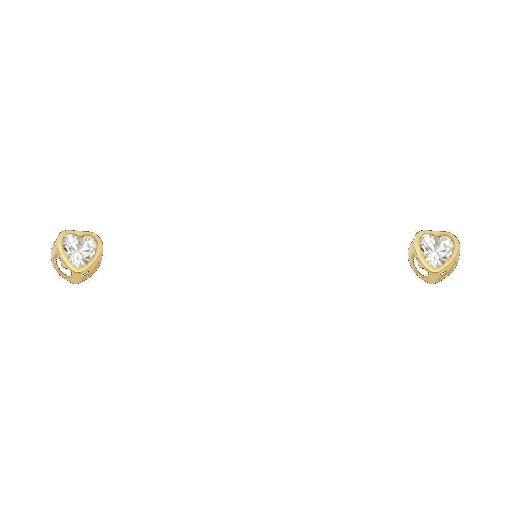 NEW 14K YELLOW GOLD 3MM HEART BEZEL SCREW BACK STUD EARRINGS (APR): NEW 14K YELLOW GOLD 3MM HEART BEZEL SCREW BACK STUD EARRINGS (APR)3MM HEART BEZEL SCREW BACK STUD EARRINGS (APR)NEW 14KYELLOW GOLD