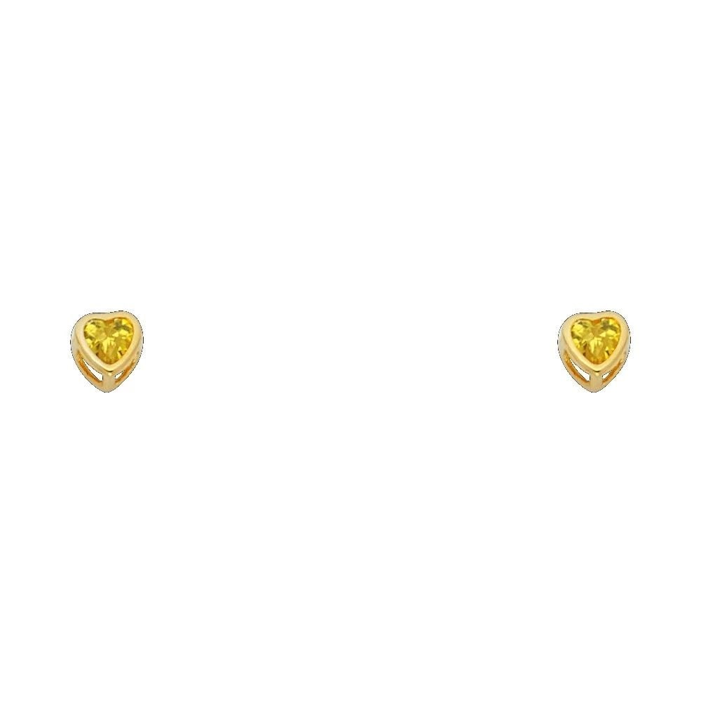 NEW 14K YELLOW GOLD 3MM HEART BEZEL SCREW BACK STUD EARRINGS (NOV): NEW 14K YELLOW GOLD 3MM HEART BEZEL SCREW BACK STUD EARRINGS (NOV)3MM HEART BEZEL SCREW BACK STUD EARRINGS (NOV)NEW 14KYELLOW GOLD