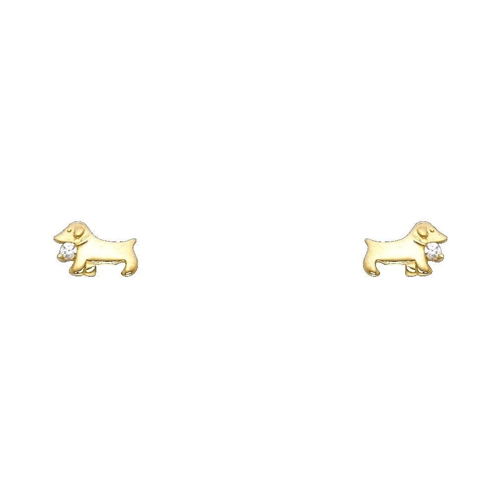 NEW 14K YELLOW GOLD DOG STUD EARRINGS WITH SCREW BACK: NEW 14K YELLOW GOLD DOG STUD EARRINGS WITH SCREW BACKDOG STUD EARRINGS WITH SCREW BACKNEW 14KYELLOW GOLD