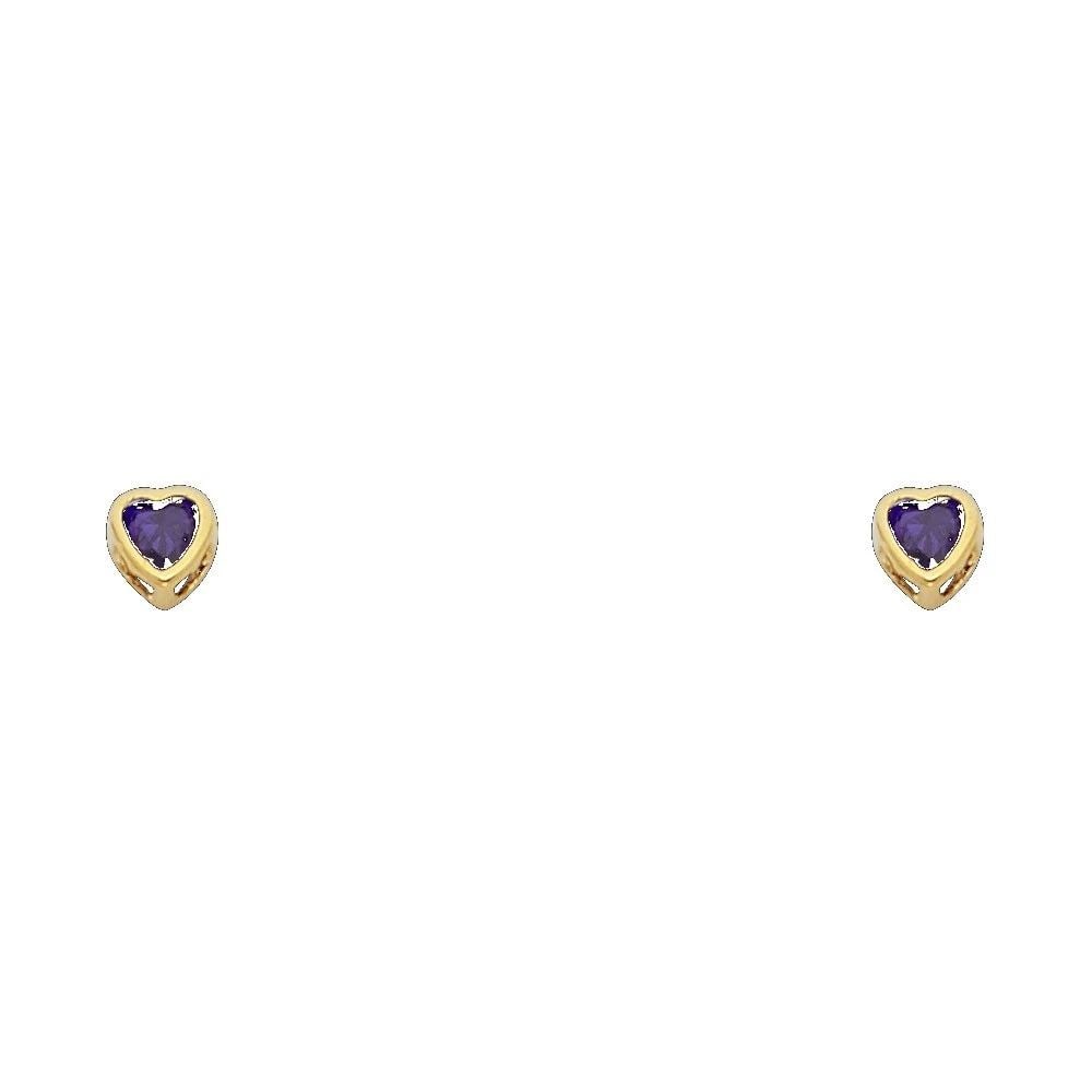 NEW 14K YELLOW GOLD 3MM HEART BEZEL SCREW BACK STUD EARRINGS (FEB): NEW 14K YELLOW GOLD 3MM HEART BEZEL SCREW BACK STUD EARRINGS (FEB)3MM HEART BEZEL SCREW BACK STUD EARRINGS (FEB)NEW 14KYELLOW GOLD