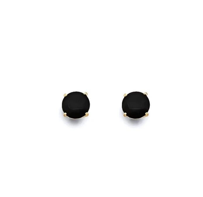 NEW 14K YELLOW GOLD ROUND 4MM BLACK STUD EARRINGS WITH SCREW BACK: NEW 14K YELLOW GOLD ROUND 4MM BLACK STUD EARRINGS WITH SCREW BACKROUND 4MM BLACK STUD EARRINGS WITH SCREW BACKNEW 14KYELLOW GOLD