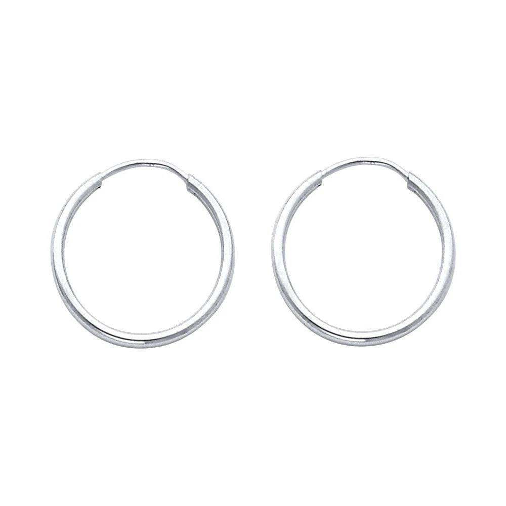NEW 14K WHITE GOLD 1.5MM ROUND TUBE POLISHED ENDLESS HOOP EARRINGS (1 7MM) (1 of 2)