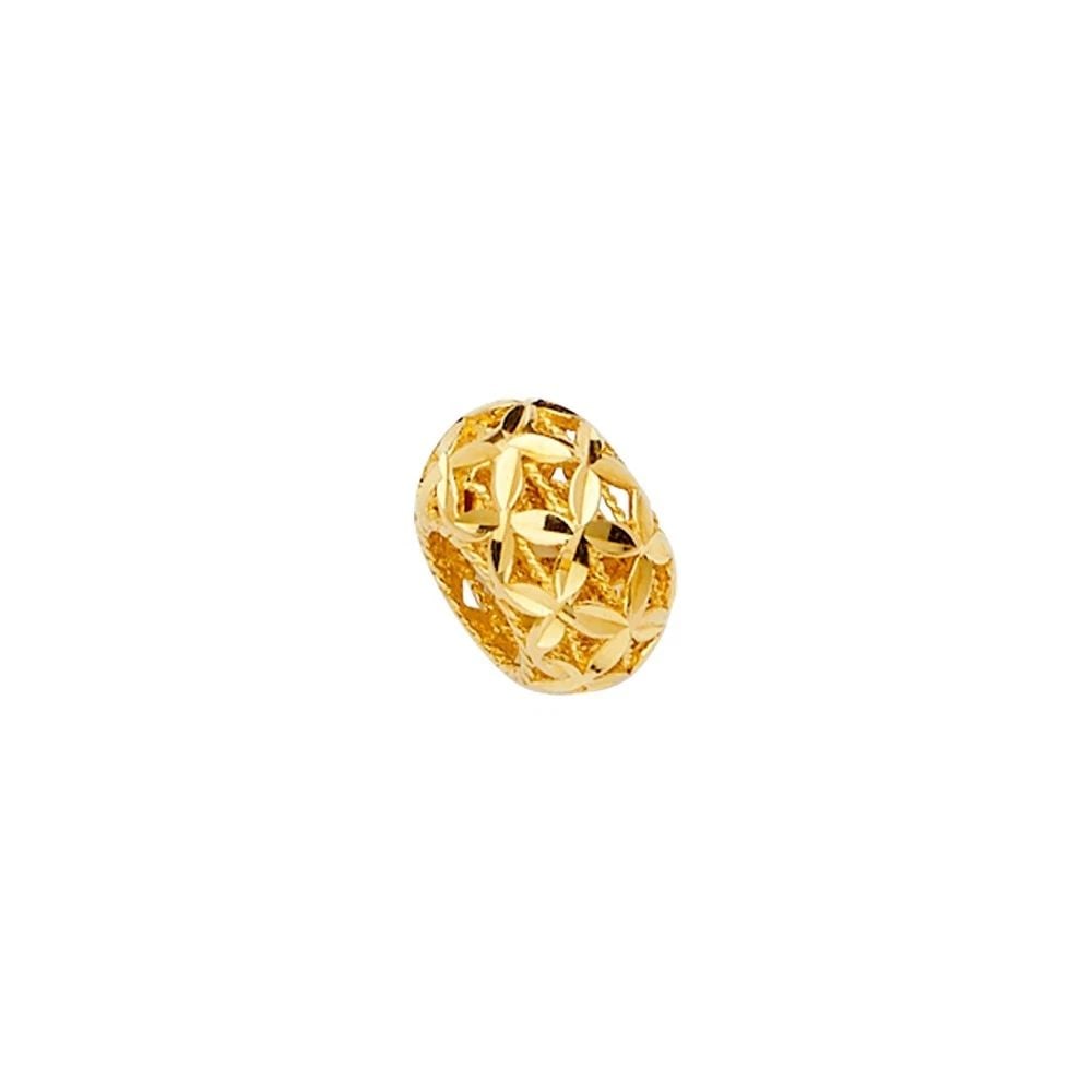 NEW 14K YELLOW GOLD FILIGREE OVAL SLIDER CHARM FOR MIX&MATCH BRACELET: NEW 14K YELLOW GOLD FILIGREE OVAL SLIDER CHARM FOR MIX&MATCH BRACELETFILIGREE OVAL SLIDER CHARM FOR MIX&MATCH BRACELETNEW 14KYELLOW GOLDHeight : 9 mmWidth : 7 mmApx. WEIGHT : 0.5g