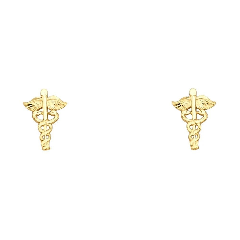 NEW 14K YELLOW GOLD SMALL CLINIC MARK POST EARRINGS: NEW 14K YELLOW GOLD SMALL CLINIC MARK POST EARRINGSSMALL CLINIC MARK POST EARRINGSNEW 14K YELLOW GOLDHEIGHT - 11 mmWIDTH - 7 mmApx WEIGHT - 0.5 g