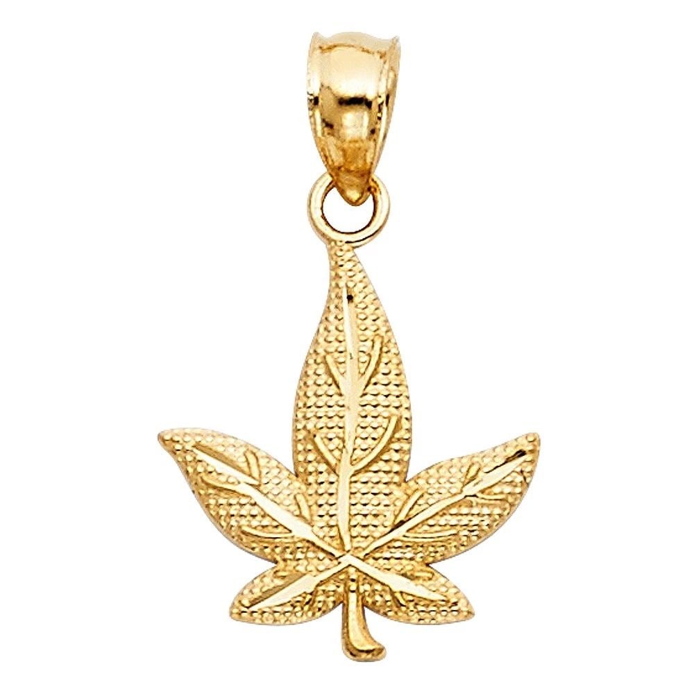 NEW 14K YELLOW GOLD MARIJUANA LEAF PENDANT: NEW 14K YELLOW GOLD MARIJUANA LEAF PENDANTMARIJUANA LEAF PENDANTNEW 14KYELLOW GOLDHeight : 15 mmWidth : 13 mmApx. WEIGHT : 0.5g