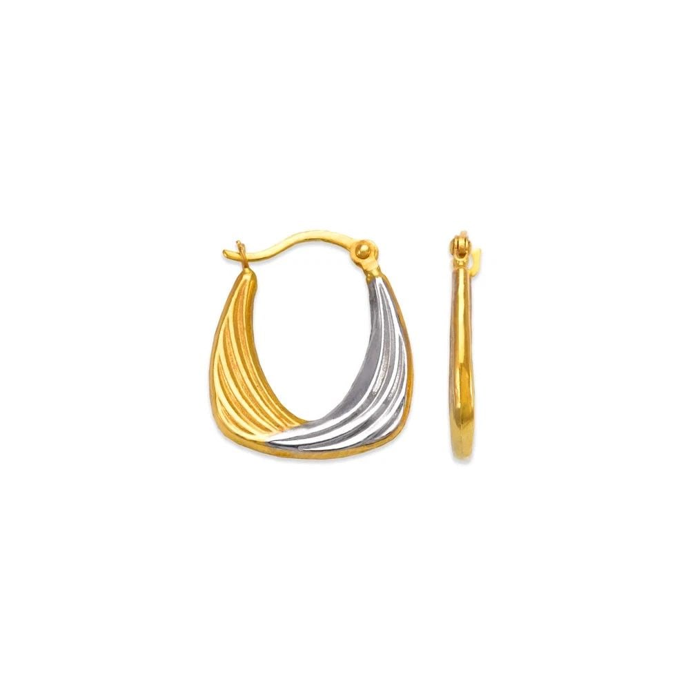 NEW 14K TWO TONE GOLD HOLLOW SUPER LIGHT SHRIMP HOOP EARRINGS: NEW 14K TWO TONE GOLD HOLLOW SUPER LIGHT SHRIMP HOOP EARRINGSHOLLOW SUPER LIGHT SHRIMP HOOP EARRINGSNEW 14KTWO TONE GOLDWidth: Approx. 14mmApx WEIGHT: 0.5g