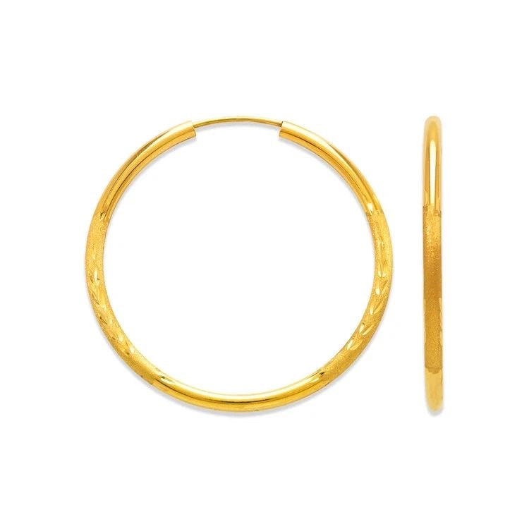NEW 14K YELLOW GOLD 2MM ROUND TUBE HOOP EARRINGS (1 of 2)