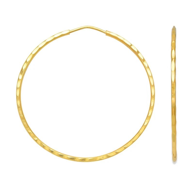 NEW 14K YELLOW GOLD 1.2MM SQUARE TUBE HOOP EARRINGS (1 of 2)