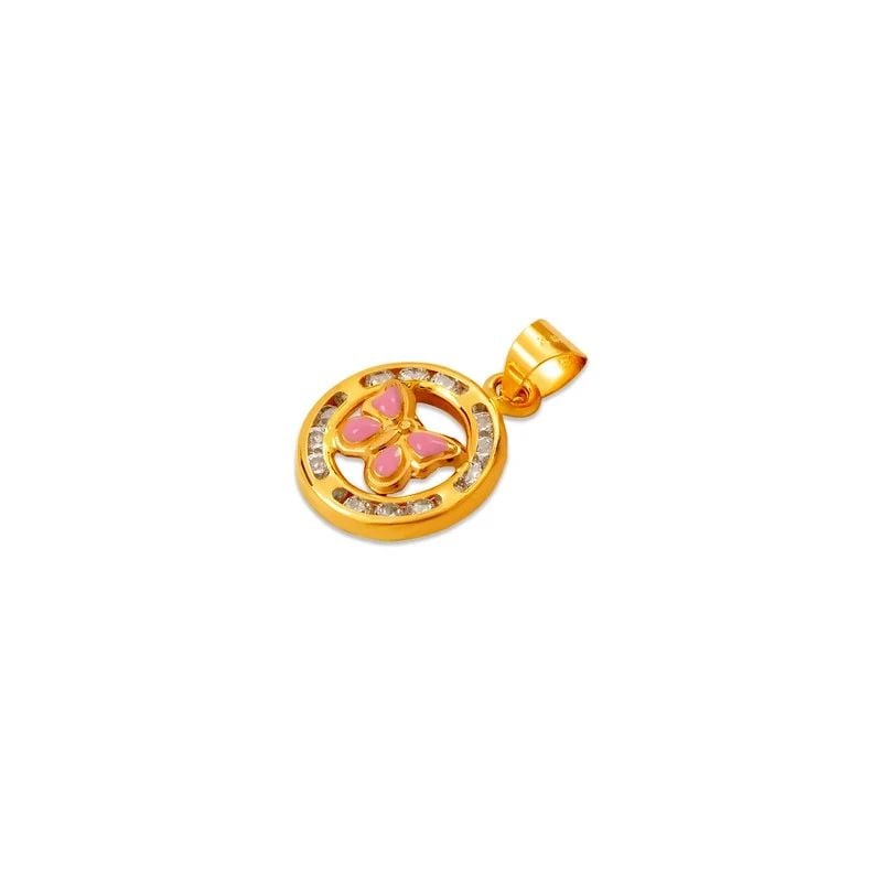NEW 14K YELLOW GOLD PINK MINI ROUND ENAMEL BUTTERFLY PENDANT: NEW 14K YELLOW GOLD PACIFIER CHARM PENDANTPACIFIER CHARM PENDANTNEW 14KYELLOW GOLDApx. WIDTH: 7x10mmApx WEIGHT: 0.9g