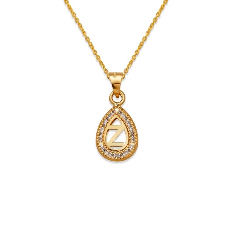 NEW 14K YELLOW GOLD TEARDROP INITIAL "Z" PENDANT: NEW 14K YELLOW GOLD TEARDROP INITIAL "Z" PENDANTTEARDROP INITIAL "Z" PENDANTNEW 14KYELLOW GOLDApx. WIDTH: 9x12mmApx WEIGHT: 0.5g