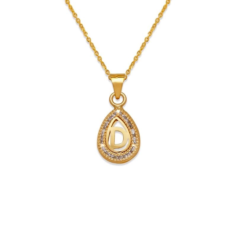 NEW 14K YELLOW GOLD TEARDROP INITIAL "D" PENDANT (1 of 2)