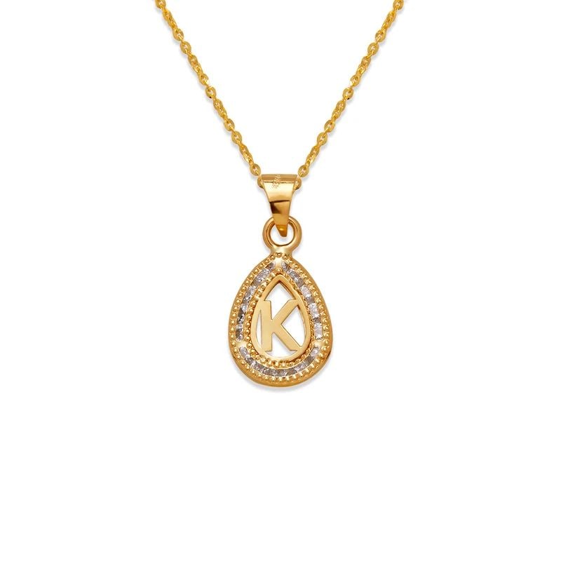 NEW 14K YELLOW GOLD TEARDROP INITIAL "K" PENDANT (1 of 2)