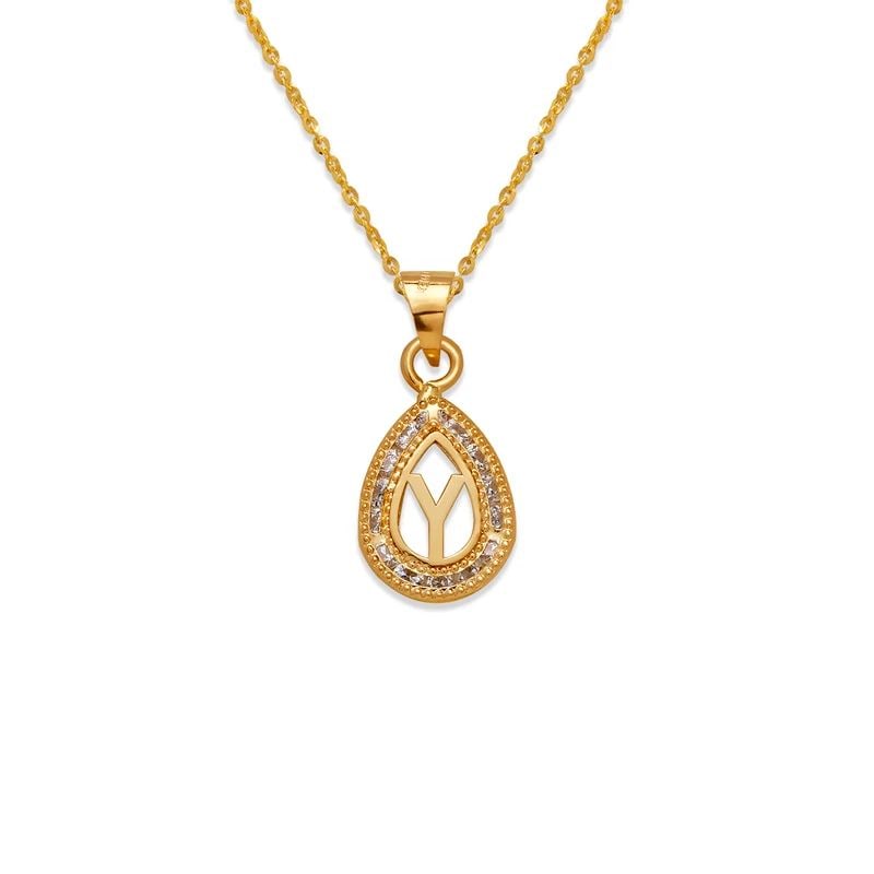 NEW 14K YELLOW GOLD TEARDROP INITIAL "Y" PENDANT: NEW 14K YELLOW GOLD TEARDROP INITIAL "Y" PENDANTTEARDROP INITIAL "Y" PENDANTNEW 14KYELLOW GOLDApx. WIDTH: 9x12mmApx WEIGHT: 0.5g
