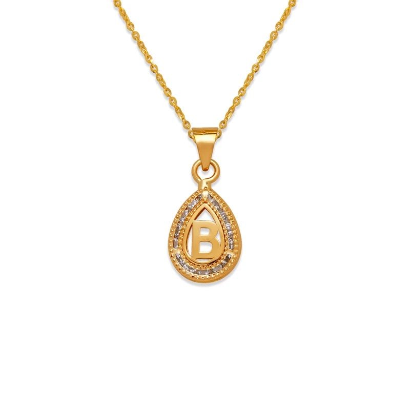 NEW 14K YELLOW GOLD TEARDROP INITIAL "B" PENDANT: NEW 14K YELLOW GOLD TEARDROP INITIAL "B" PENDANTTEARDROP INITIAL "B" PENDANTNEW 14KYELLOW GOLDApx. WIDTH: 9x12mmApx WEIGHT: 0.5g