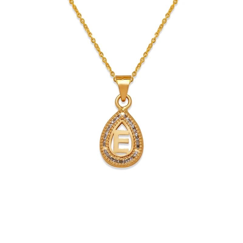 NEW 14K YELLOW GOLD TEARDROP INITIAL "E" PENDANT: NEW 14K YELLOW GOLD TEARDROP INITIAL "E" PENDANTTEARDROP INITIAL "E" PENDANTNEW 14KYELLOW GOLDApx. WIDTH: 9x12mmApx WEIGHT: 0.5g