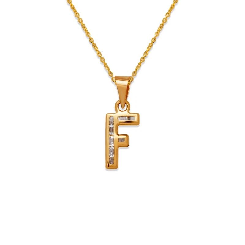 NEW 14K YELLOW GOLD INITIAL "F" PENDANT (1 of 2)