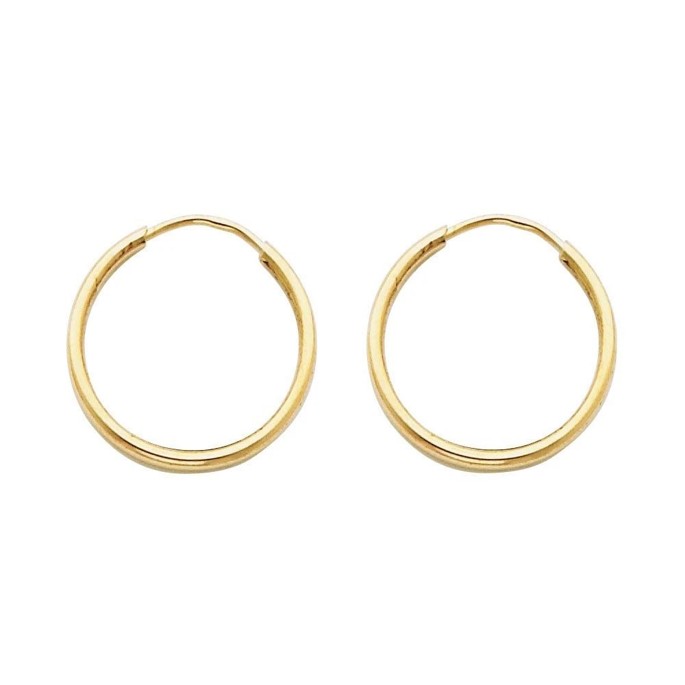 NEW 14K YELLOW GOLD 1.5MM ROUND TUBE POLISHED ENDLESS HOOP EARRINGS (1 7MM) (1 of 2)
