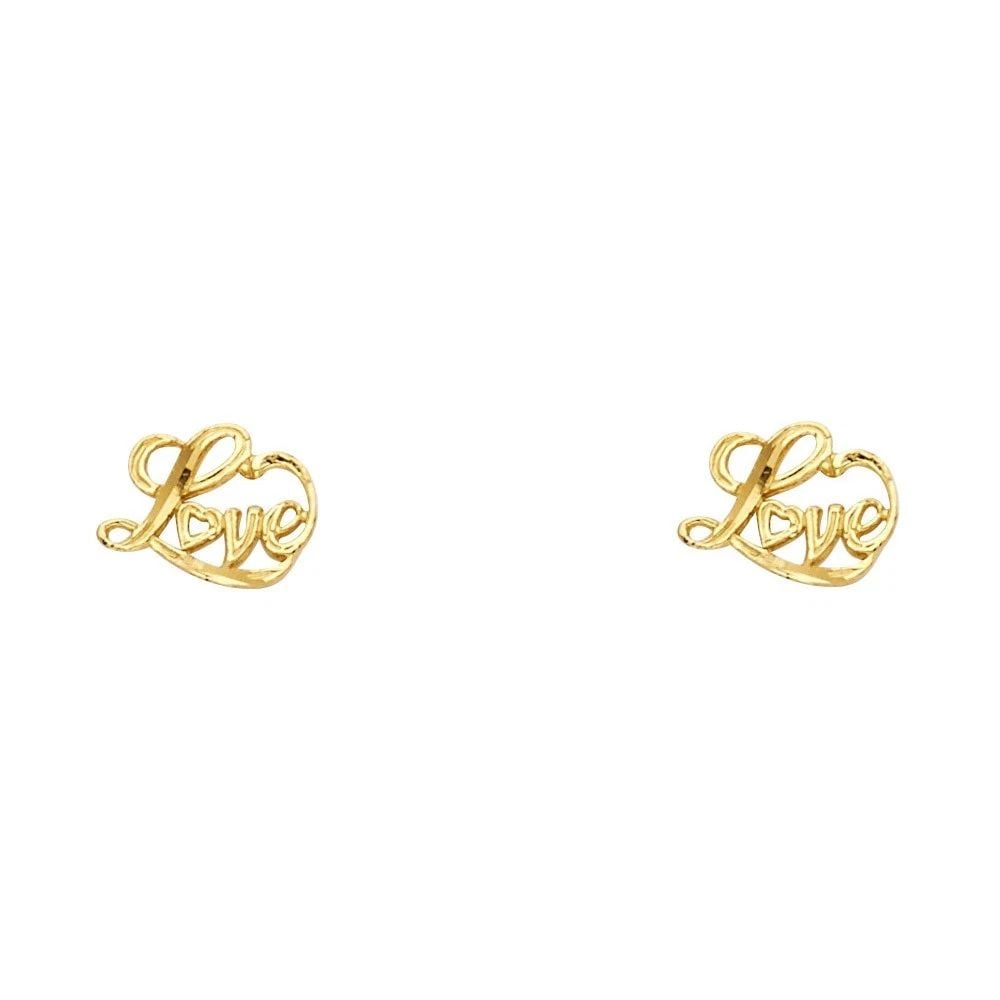 NEW 14K YELLOW GOLD SMALL LOVE POST EARRINGS: NEW 14K YELLOW GOLD SMALL LOVE POST EARRINGSSMALL LOVE POST EARRINGSNEW 14K YELLOW GOLDHEIGHT - 7 mmWIDTH - 8 mmApx WEIGHT - 0.5 g
