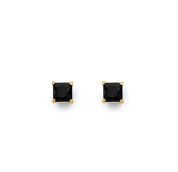 NEW 14K YELLOW GOLD SQUARE 3MM BLACK STUD EARRINGS WITH SCREW BACK: NEW 14K YELLOW GOLD SQUARE 3MM BLACK STUD EARRINGS WITH SCREW BACKSQUARE 3MM BLACK STUD EARRINGS WITH SCREW BACKNEW 14KYELLOW GOLD
