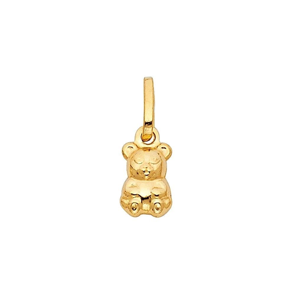 NEW 14K YELLOW GOLD HOLLOW BABY BEAR PENDANT (PT494) (1 of 2)