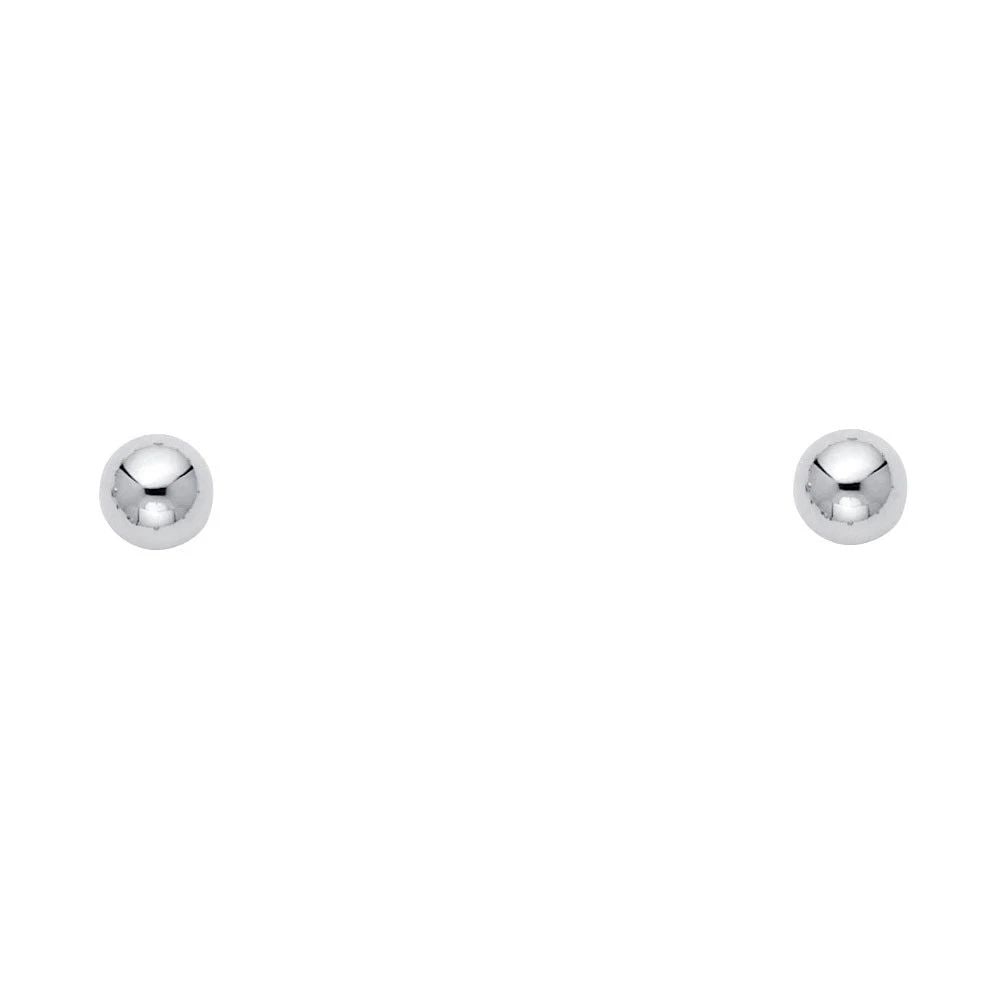 NEW 14K 5MM WHITE RHODIUM PLATED SCREW BACK BALL EARRINGS (1 of 2)
