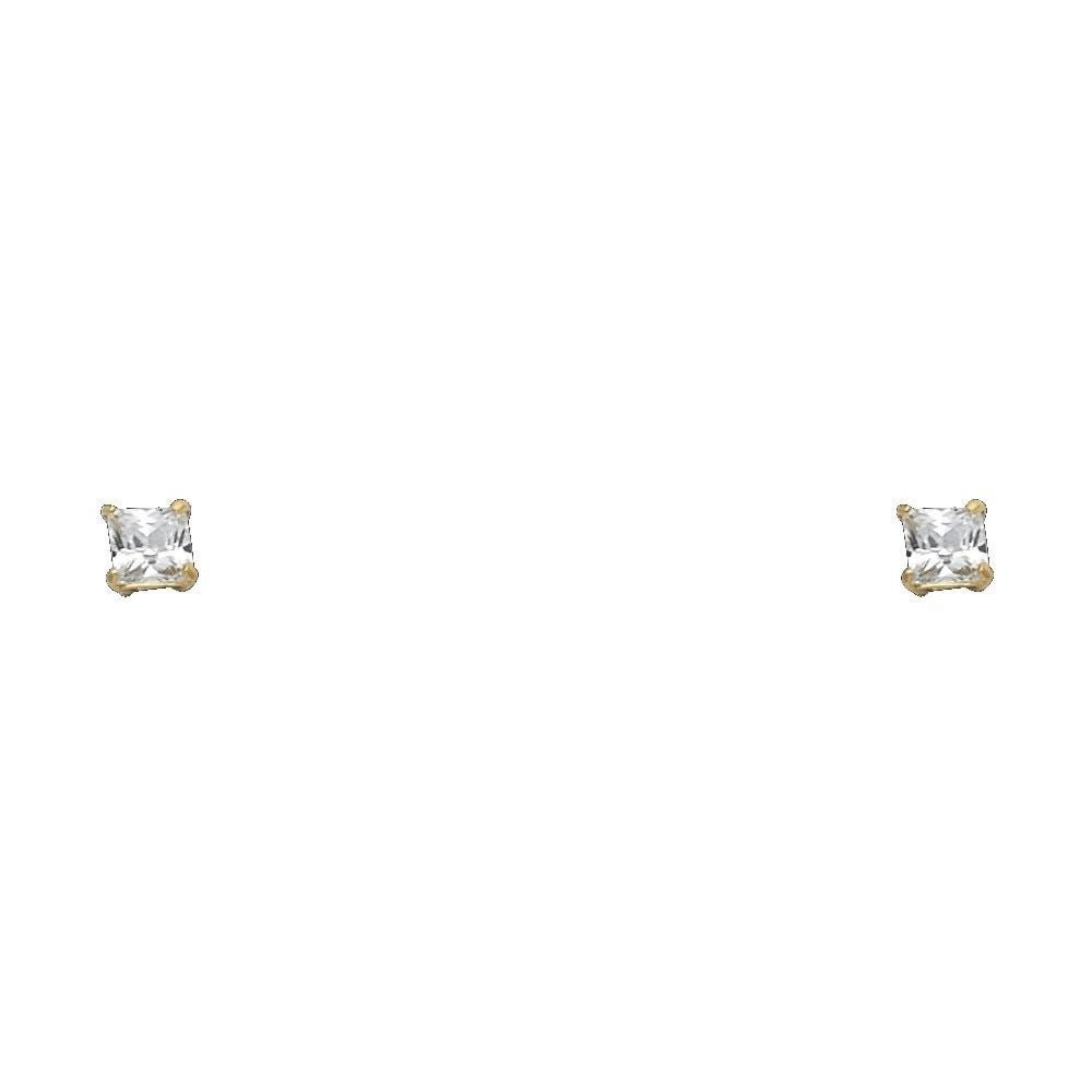 NEW 14K YELLOW GOLD 3MM SQUARE BASKET SCREW BACK STUD EARRINGS (1 of 2)