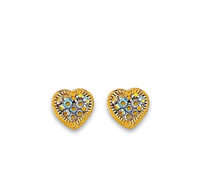 NEW 14K YELLOW GOLD HEART STUD EARRING WITH SCREW BACK (1 of 2)
