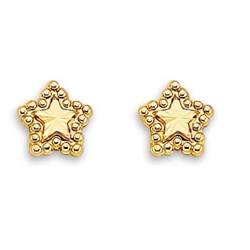 NEW 14K YELLOW GOLD STAR STUD EARRINGS WITH SCREW BACK: NEW 14K YELLOW GOLD STAR STUD EARRINGS WITH SCREW BACKSTAR STUD EARRINGS WITH SCREW BACKNEW 14KYELLOW GOLD