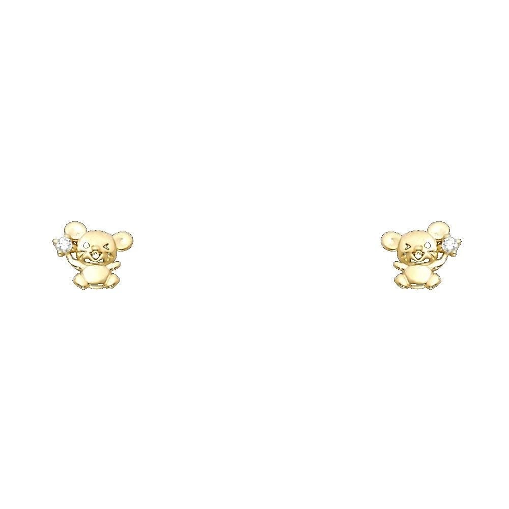 NEW 14K YELLOW GOLD MOUSE STUD EARRINGS WITH SCREW BACK: NEW 14K YELLOW GOLD MOUSE STUD EARRINGS WITH SCREW BACKMOUSE STUD EARRINGS WITH SCREW BACKNEW 14KYELLOW GOLD