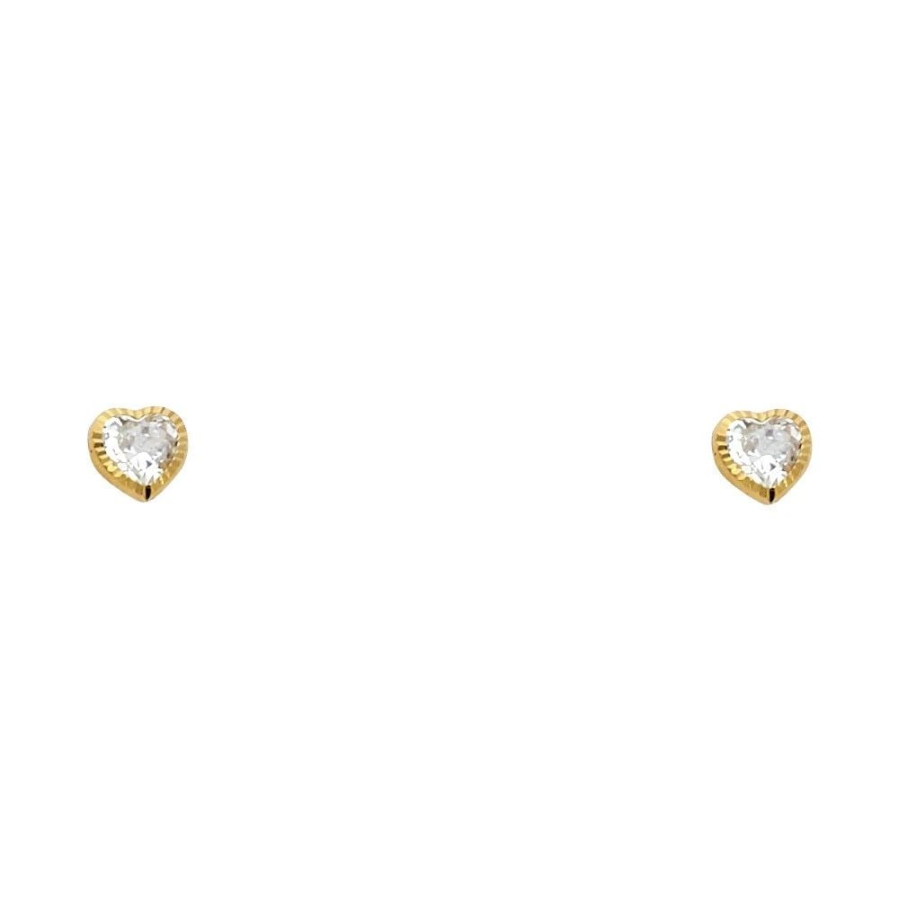 NEW 14K YELLOW GOLD 4MM HEART SOLITAIRE DC SCREW BACK STUD EARRINGS: NEW 14K YELLOW GOLD 4MM HEART SOLITAIRE DC SCREW BACK STUD EARRINGS4MM HEART SOLITAIRE DC SCREW BACK STUD EARRINGSNEW 14KYELLOW GOLD