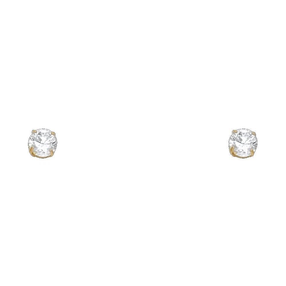 NEW 14K YELLOW GOLD 4MM ROUND BASKET STUD EARRINGS (1 of 2)