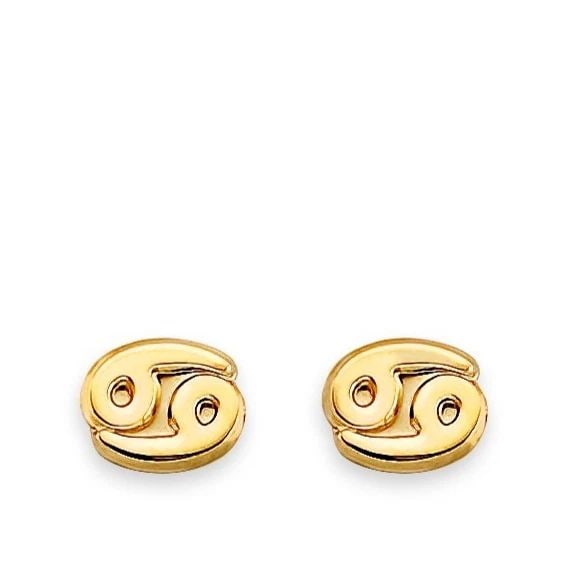 NEW 14K YELLOW GOLD ZODIAC-CANCER STUD EARRINGS WITH SCREW BACK: NEW 14K YELLOW GOLD ZODIAC-CANCER STUD EARRINGS WITH SCREW BACKZODIAC-CANCER STUD EARRINGS WITH SCREW BACKNEW 14KYELLOW GOLD