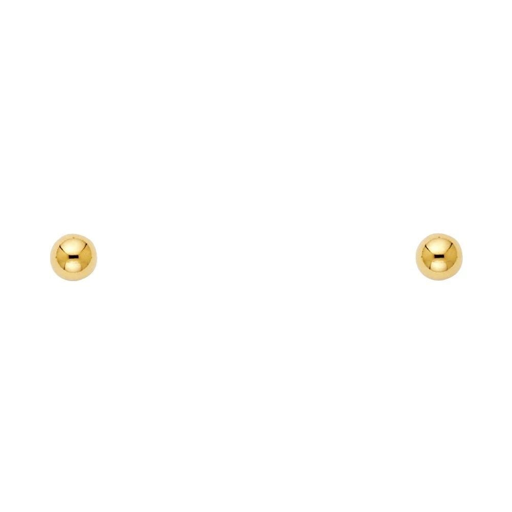 NEW 14K YELLOW GOLD 4MM POST BALL EARRINGS (1 of 2)