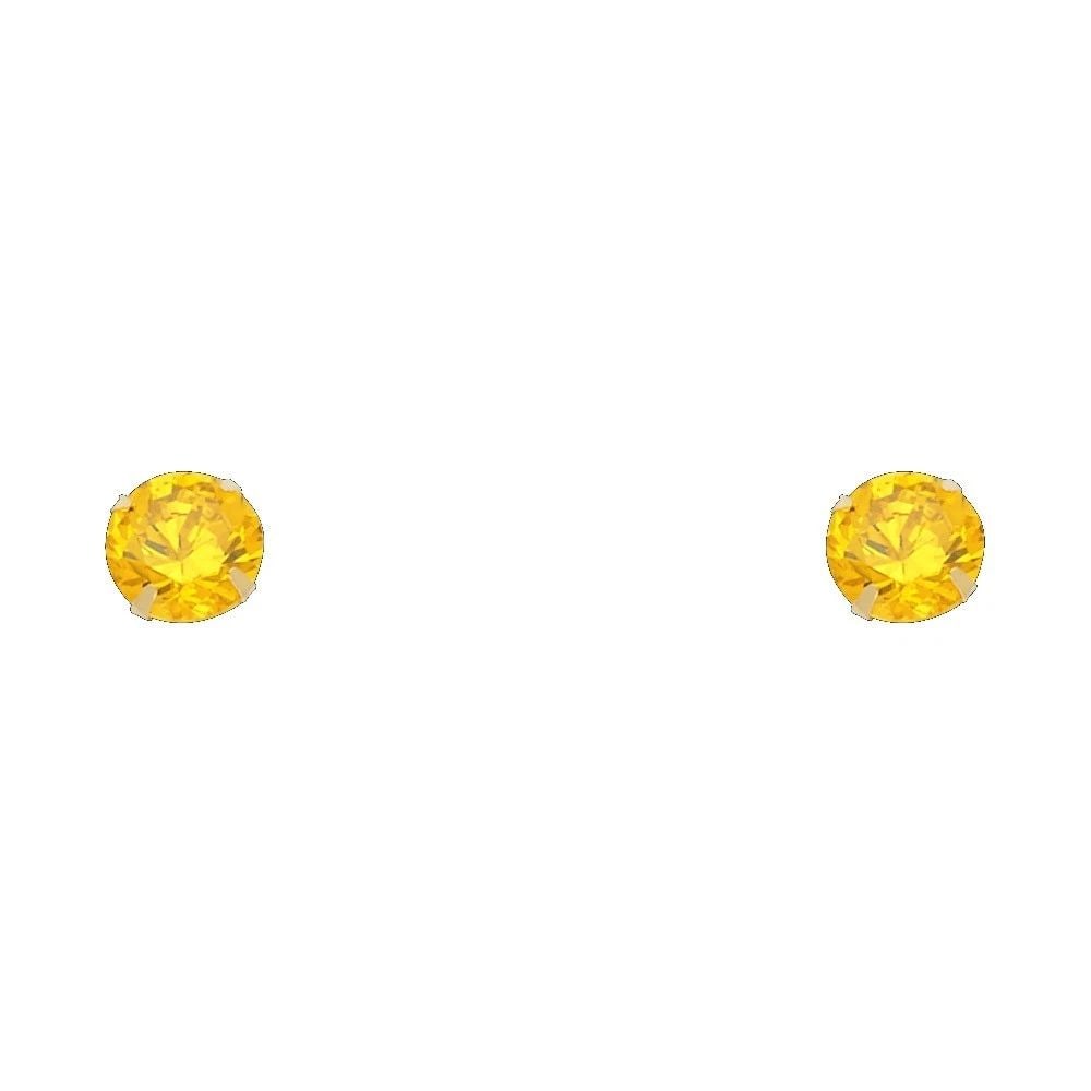 NEW 14K YELLOW GOLD 6MM ROUND STAMPING SCREW BACK STUD EARRINGS (NOV) (1 of 2)