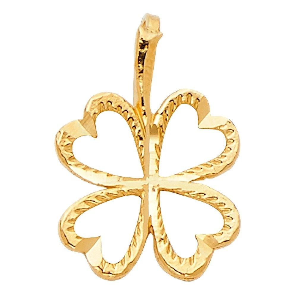 NEW 14K YELLOW GOLD HEART CLOVER PENDANT: NEW 14K YELLOW GOLD HEART CLOVER PENDANTHEART CLOVER PENDANTNEW 14KYELLOW GOLDHeight : 11 mmWidth : 11 mmApx. WEIGHT : 0.4g