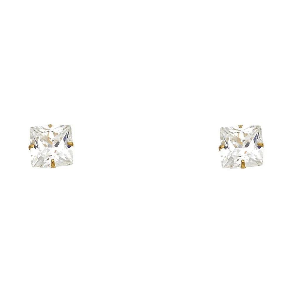 NEW 14K YELLOW GOLD 6MM SQUARE STAMP SCREW BACK STUD EARRINGS (1 of 2)
